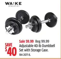 Canadian Tire WAKE Adjustable 40-lb Dumbbell Set with Storage Case offer