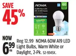 Canadian Tire NOMA 60W A19 LED Light Bulbs offer