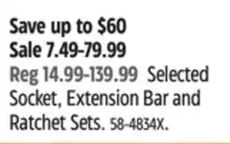 Canadian Tire Selected Socket, Extension Bar and Ratchet Sets offer