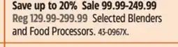 Canadian Tire Selected Blenders and Food Processors offer