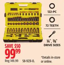 Canadian Tire 122-PC, 72 TEETH, 1/4, 3/8 DRIVE SIZES offer