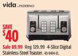Canadian Tire vida by PADERNO 4-Slice Digital Stainless-Steel Toaster offer