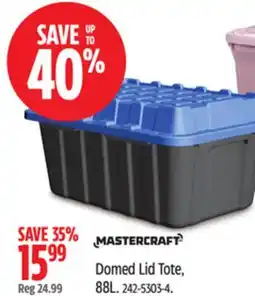 Canadian Tire Mastercraft Domed Lid Tote, 88L offer