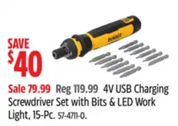 Canadian Tire 4V USB Charging Screwdriver Set with Bits & LED Work Light, 15-Pc offer