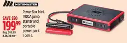 Canadian Tire MOTOMASTER PowerBox Mini 1700A jump starter and portable power pack offer
