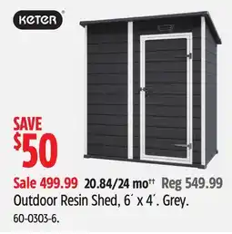 Canadian Tire Keter Outdoor Resin Shed, 6' x 4'. Grey offer