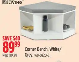 Canadian Tire For Living Corner Bench, White/ Grey offer
