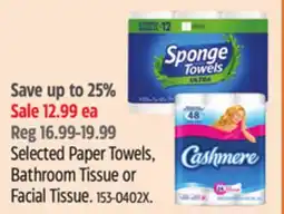 Canadian Tire Selected Paper Towels, Bathroom Tissue or Facial Tissue offer