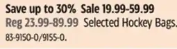 Canadian Tire Selected Sherwood Hockey Bags offer