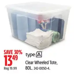 Canadian Tire type A Clear Wheeled Tote offer