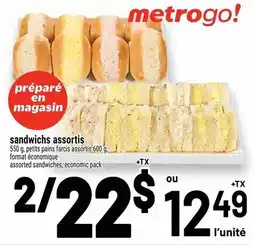 Metro sandwiches assorted offer