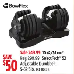 Canadian Tire SelectTech 52 Adjustable Dumbbell offer