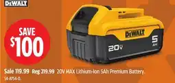 Canadian Tire DEWALT 20V MAX Lithium-Ion 5Ah Premium Battery offer