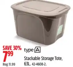 Canadian Tire Stackable Storage Tote, 63L offer