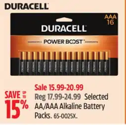 Canadian Tire Selected AA/AAA Alkaline Battery Packs offer