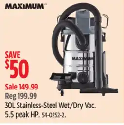 Canadian Tire 30L Stainless-Steel Wet/Dry Vac offer