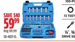 Canadian Tire Mastercraft 100-PC 72 TEET ¼ , ⅜ DRIVE SIZ offer