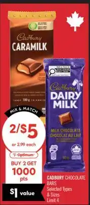 Shoppers Drug Mart CADBURY CHOCOLATE BARS offer
