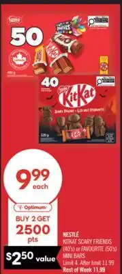 Shoppers Drug Mart NESTLÉ KITKAT SCARY FRIENDS (40's) or FAVOURITE (50's) MINI BARS offer