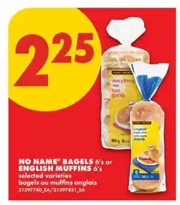 No Frills NO NAME BAGELS 6's or ENGLISH MUFFINS 6's offer