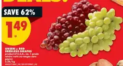 No Frills GREEN or RED SEEDLESS GRAPES offer