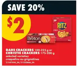 No Frills DARE CRACKERS 100-225 g or CHRISTIE CRACKERS 175-200 g offer