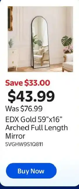 Edx gold arched full length mirror