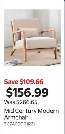 Walmart Mid Century Modern Armchair offer