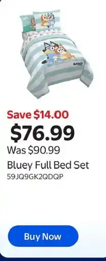 Walmart Bluey Full Bed Set offer