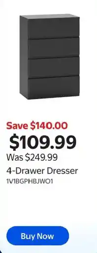 Walmart 4-Drawer Dresser offer