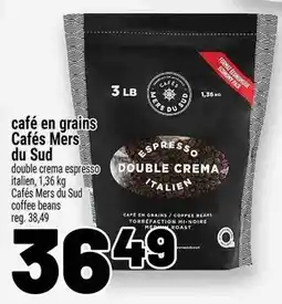 Metro Cafés Mers du Sud coffee beans offer