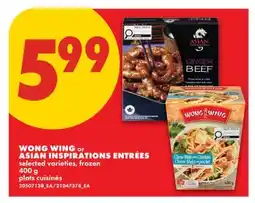 No Frills WONG WING ASIAN INSPIRATIONS ENTRÉES offer