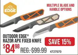 Cabela's OUTDOOR EDGE RAZOR APX FIXED KNIFE offer
