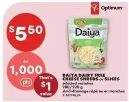 No Frills Daiya dairy free cheese shreds or slices offer