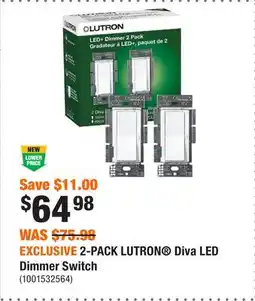 Home Depot EXCLUSIVE 2-PACK LUTRON Diva LED Dimmer Switch offer