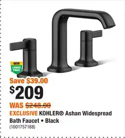 Home Depot EXCLUSIVE KOHLER Ashan Widespread Bath Faucet • Black offer