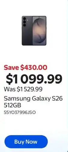 Walmart Samsung Galaxy S26 512GB offer