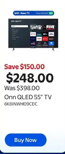 Walmart Onn QLED 55" TV offer