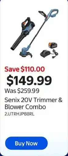 Walmart Senix 20V Trimmer & Blower Combo offer