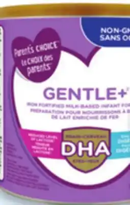 Walmart Parent's Choice milk-based 700 g or iron-fortified Gentle+ 629 g infant formula offer