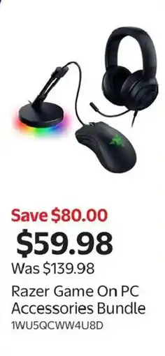 Walmart Razer Game On PC Accessories Bundle offer