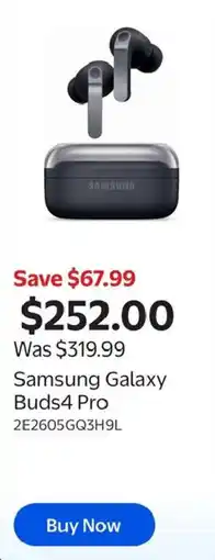 Walmart Samsung Galaxy Buds4 Pro offer