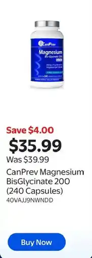 Walmart CanPrev Magnesium BisGlycinate 200 offer