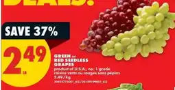 No Frills green or red seedless grapes offer