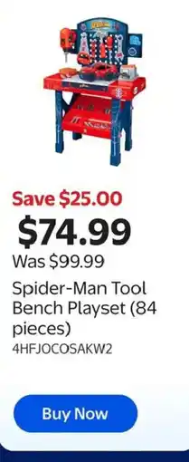 Walmart Spider-Man Tool Bench Playset offer
