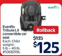 Walmart evenflo tribute lx convertible car seat offer
