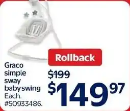 Walmart Graco simple sway baby swing offer