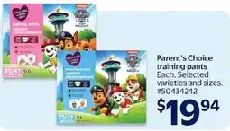 Walmart Parent's Choice training pants offer