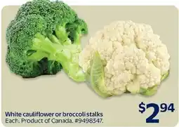 Walmart White cauliflower or broccoli stalks offer