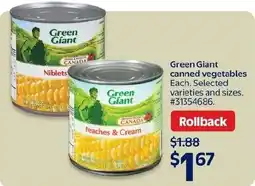 Walmart Green Giant canned vegetables offer